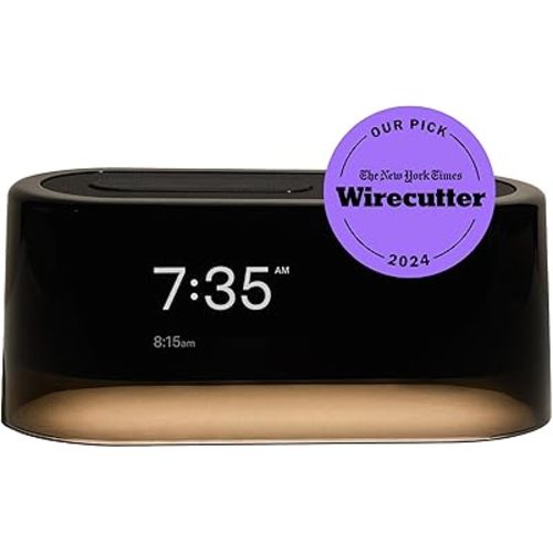 Loftie Alarm Clock with Sound Machine – Smart Alarm Clock with Light, White Noise, Bluetooth Speaker, Night Light Sound Machine, 100+ Sounds, Blackout Mode, No WiFi Mode, Optional App - Black