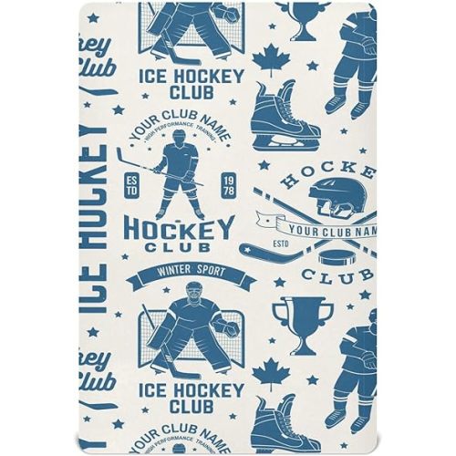 Crib Sheets for Boys Girl Ice Hockey Breathable Mini Crib Mattress Sheets Fitted, Retro Toddler Fitted Playard Sheet Fits Most Standard Baby mattresses 52 * 28 * 9In