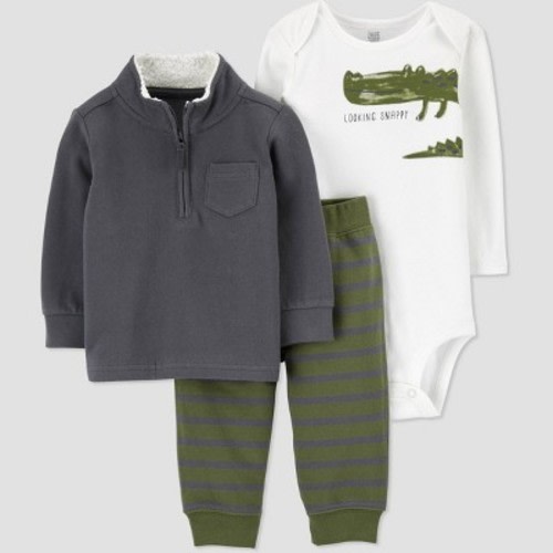 Carter's Just One You® Baby Boys' 3pc Gator Top & Bottom Set - Olive Green, Size: 6M