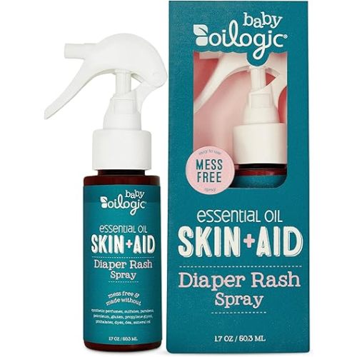 Oilogic Diaper Rash Spray for Baby, 1.7oz - Gentle Baby Skin Care Product with Essential Oils Soothes & Moisturizes Skin - Hygienic Cream Alternative for Mess-Free Application Between Diaper Changes