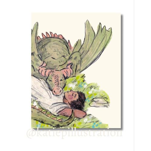 Dragon Snuggles Fantasy Nursery Art PRINT - Etsy