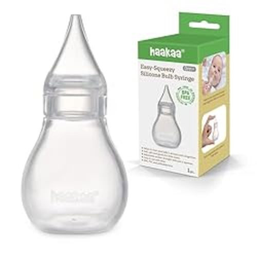 Haakaa Silicone Baby Nasal Aspirator | Nose Bulb Syringe | Easy-Squeezy Baby Nose Cleaner, 0m+ Newborn Infant &Toddler - BPA Free Silicone