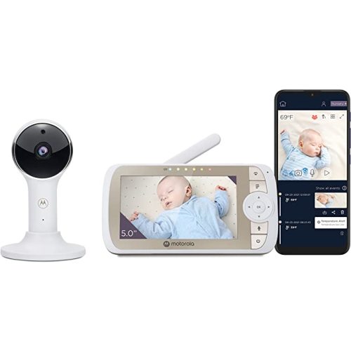 Motorola Baby Monitor VM65-5" WiFi Video Baby Monitor with Camera HD 1080p - Connects to Smart Phone App, 1000ft Long Range, Two-Way Audio, Remote Pan-Tilt-Zoom, Room Temp, Lullabies, Night Vision