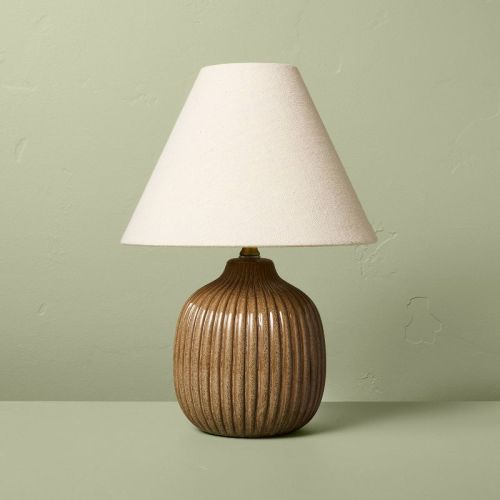 Ribbed Ceramic Table Lamp Brown/oatmeal - Hearth & Hand™ With Magnolia: Farmhouse Accent, 40w Max, Etl Listed