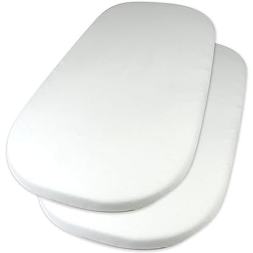 HonestBaby 2-Pack Organic Cotton Fitted Bassinet Sheet, White, One Size