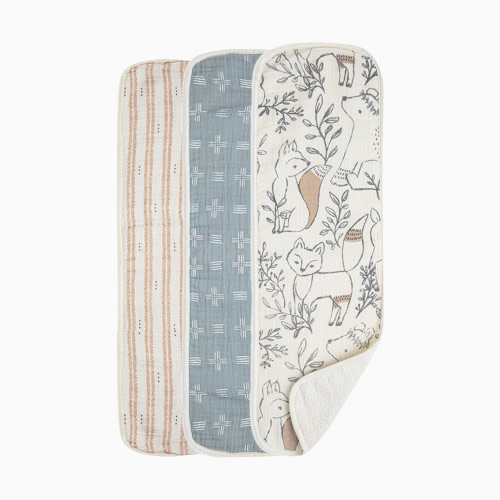 Crane Baby Cotton Muslin and Terry Burp Cloth Set (3 Pack) - Ezra