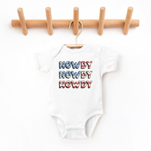 The Juniper Shop Howdy Flag Stacked Baby Bodysuit, Color: White, Size: 6 months