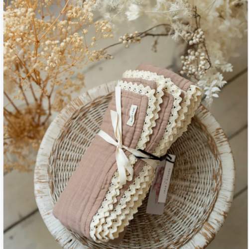 Lullaby Lace - Lux Muslin Gauze Blanket - Woodsmoke