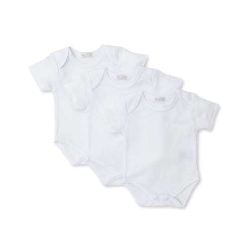 White 3 Pack S/S Bodysuit Set w/ Tulle Bag