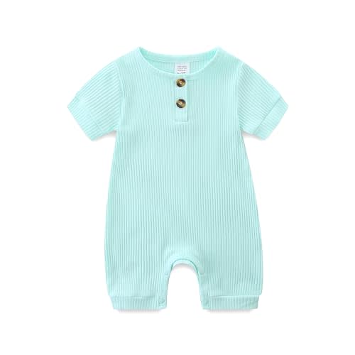 Unisex Newborn Baby Romper Ribbed Onesie Infant Long/Short Sleeve Jumpsuit