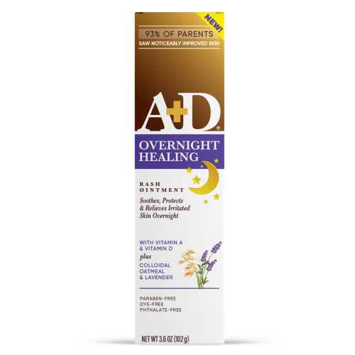 A+D Overnight Healing Diaper Rash Ointment for Baby, Soothes, Protects & Relieves Overnight, 3.6oz