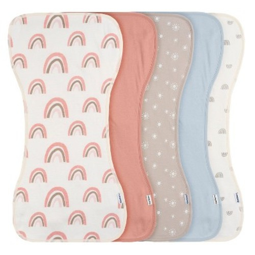 Gerber Baby Neutral Burp Cloths - One Size Fits Most - 5-Pack, Color: Rainbows, Size: one size