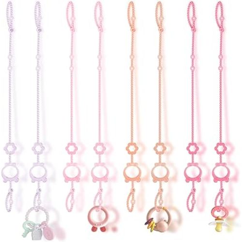 Toy Straps for Baby, 6pcs Adjustable Toy Holder for Stroller Accessories, Silicone Baby Tether Pacifier Clip, No Throw Baby Travel Essential Leash for High Chair, Car Seat, Baby Toy Clips,Cribs