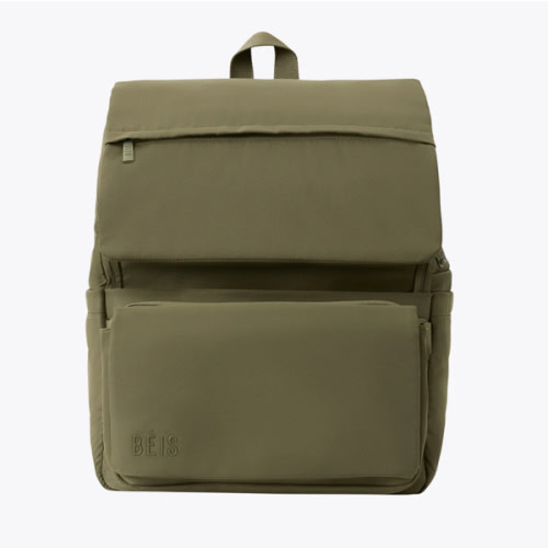 BÉIS 'The Ultimate Diaper Backpack' in Olive - Green Backpack Diaper Bag