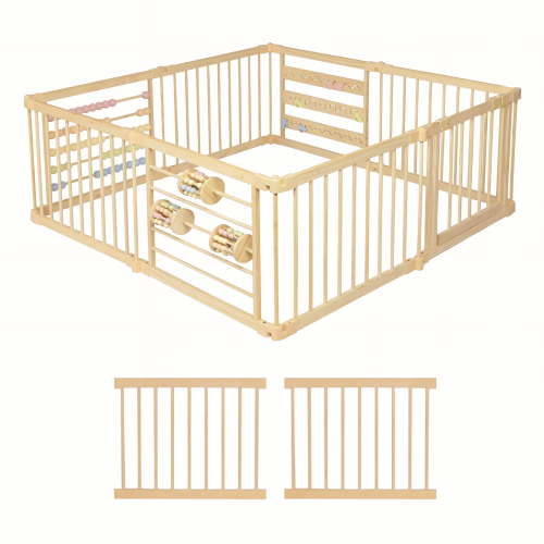 Wooden Playpen Extra Large for toddlers and babies - (8/10) Wood Playpen panels - Foldable playpen - Adjustable baby playpen - Wooden foldable baby playpen - Extra large baby playpen, Baby play gate.