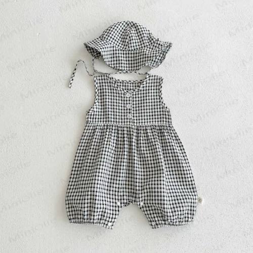 Baby Girl Sleeveless Romper with Hat