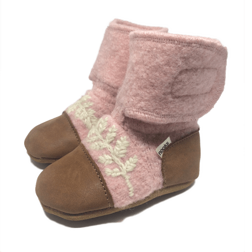 Finch Embroidered Felted Wool Booties