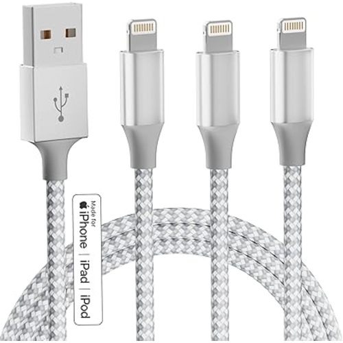 iPhone Charger, 3pack 10FT Apple MFi Certified Long Lightning Cable Fast Charging Nylon Braided USB Charging Cable High Speed Transfer Cord for iPhone 14 13/12/11 Pro Max/XS MAX/XR/XS/X/8/7/Plus/6S