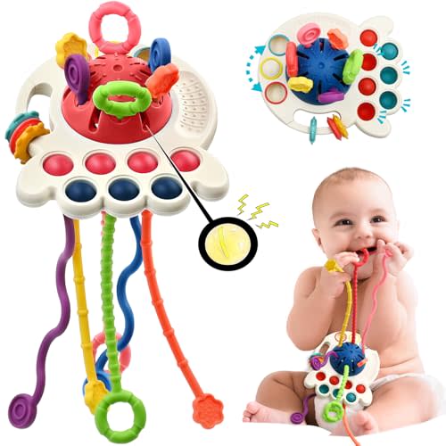AiTuiTui Sensory Montessori Baby Teething Toys Essentials, Toddler Travel Toys for 1 2 Year Old Boy Girl Birthday Gifts, Soft Fidget Educational Learning Toys for 9 10 18 Months Infant, Random Color