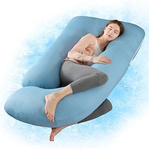 Wndy's Dream 60 inch Pregnancy Pillow with Removable Velvet Cover, Side J Type Full-Body Pillow for Back, Legs and Belly Support, Comfortable Slumber for Pregnant Women