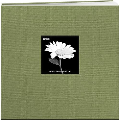 Pioneer 12-Inch by 12-Inch Cloth Cover Postbound Memory Book with Window, Sage Green