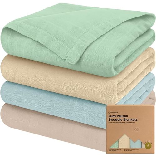 4-Pack Muslin Swaddle Blankets for Baby Boys, Girls - Organic Baby Blankets for Girl, Boy, Baby Swaddle Blanket Unisex, Receiving Blankets, Swaddles for Newborns, Newborn Baby Essentials (Mirage)
