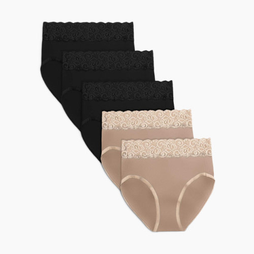 Kindred Bravely High Waist Postpartum Underwear & C-Section Recovery Maternity Panties (5 Pack) - Neutrals, Large
