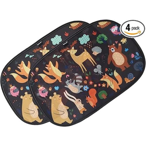 Enovoe Car Window Shades for Baby (4 Pack) - 21"x14" - Sun Shade Blocker, Cling - Glare Shield and UV Rays Protection for Your Child - Side Window Screens for SUV- Mesh Window Shades for car Baby