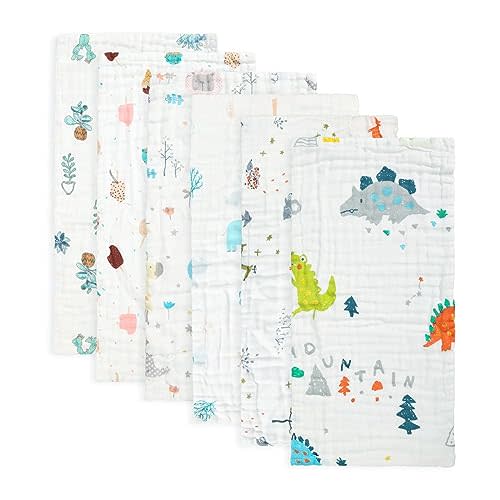 FOOK FISH Muslin Burp Cloths Premium Cotton Burping Rags for Newborn Ultra Soft and Absorbent Unisex Spit Up Rags for Boys and Girls Baby Registry Shower 20'' X 10''