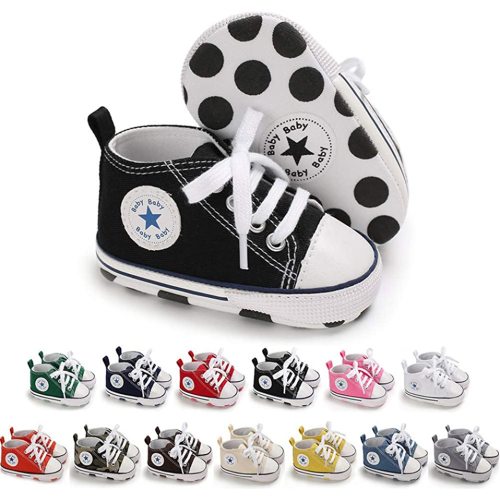 Save Beautiful Baby Girls Boys Canvas Sneakers Soft Sole High-Top Ankle Infant First Walkers Crib Shoes