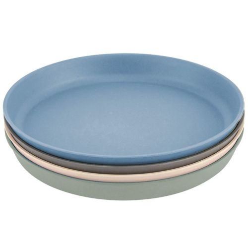 WeeSprout Bamboo Plates, Kid-Sized, Bamboo Plates for Kids - Without Lids, Set of 4 (Blue, Green, Gray, & Beige)