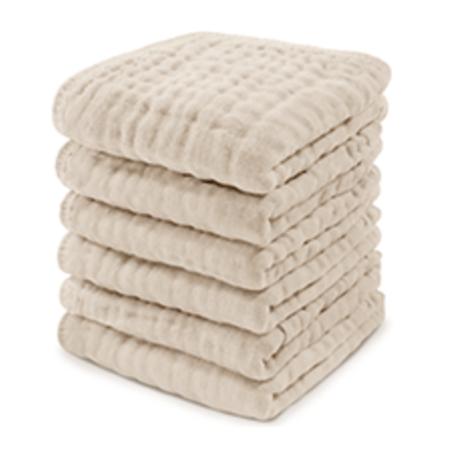 Comfy Cubs Muslin Burp Cloths Set Large 100% Cotton Hand Washcloths for Babies, Baby Essentials 6 Layers Extra Absorbent and Soft Boys & Girls Baby Bibs & Burp Cloths Set (Sand, 10-Pack, 20" X10") - 10-Pack 20"X10"