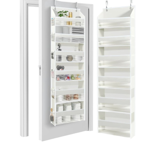 HOMELUX THEORY 1 PC Heavy Duty Over the Door Organizer 55x14x6.7, 6 Large Front & 12 Side Pockets, Hanging Storage Closet Door Organizer for Bedroom, Bathroom and Baby Nursery Storage (Ivory)