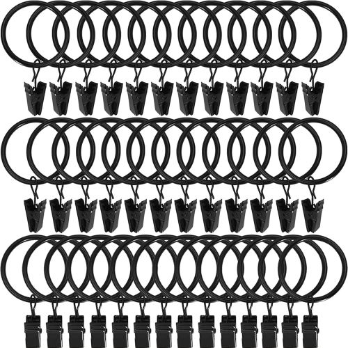 Amazon.com: WeeksEight 44 Pack Black Curtain Rings with Clips, Curtain Hooks Hangers Clip Rings for Hanging Drapes Bows Hat, Drapery Rings 1 in I D, Fits up to 5/8 in Diameter Curtain Rod. : Home & Kitchen