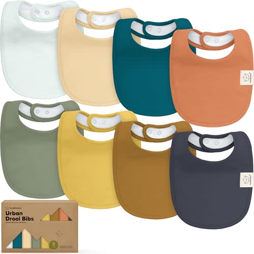 8-Pack Organic Baby Bibs for Boys, Girls - Soft Cotton Drooling and Teething Bibs for Baby Girl & Boy, Extra Absorbent, Easy To Clean & Put On for Toddler, Newborn, Infant 0-24 Months (Eclipse)