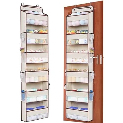 Over the Door Organizer, 6 Shelf Foldable Portable door organizer hanging, Stuffed Animal Storage for Nursery, baby necessities, kitchen, Bathroom Dorm Room Have, craft storage