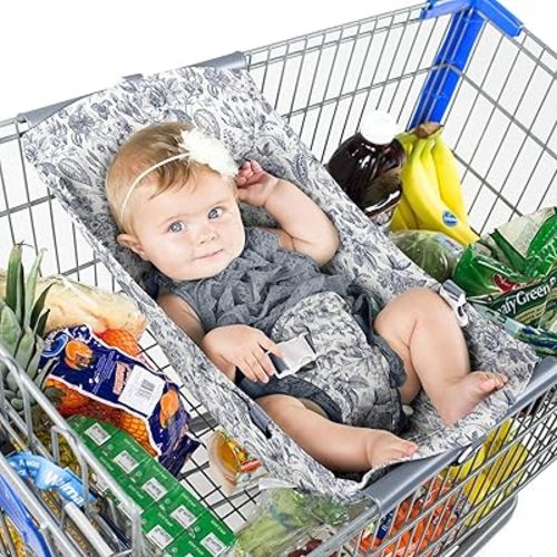 Shopping Cart Hammock for Infants and Toddlers, Cart Seats for Babies, for All Car Seat Models, Grocery Cart Hammock for Baby, Capacity of up to 50 lbs (Heritage Blue)