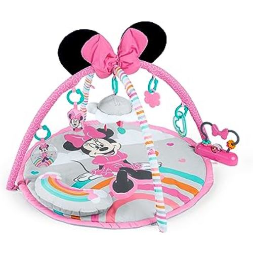 Bright Starts Disney Baby Minnie Mouse Forever Besties Activity Gym with Music and Lights, Pink, Newborn+
