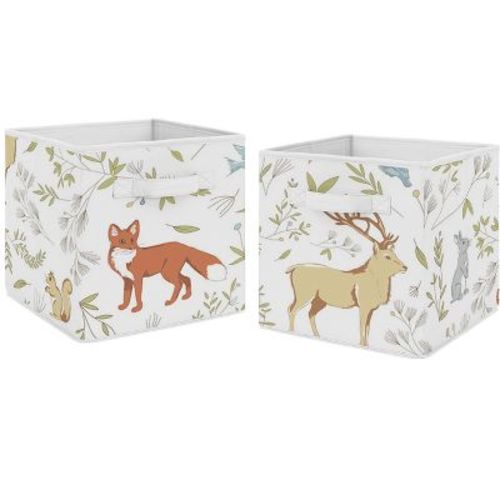 Sweet Jojo Designs Fabric Storage Bins Set Woodland Toile Multicolor