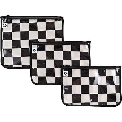 Tiny Twinkle Mess-proof Travel Bags, Airline Compliant, Zipper Closure, Clear Front Pouch, Diaper Bag Packing, Toiletry or Cosmetics Organizer 3 Pack Set