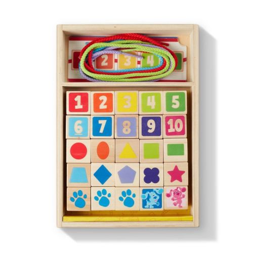 Melissa & Doug Blues Clues & You! Wooden Lacing Beads - 25 Beads, 4 Cords