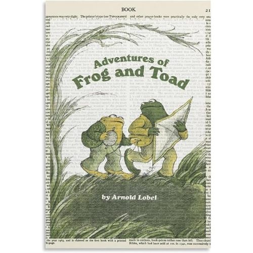 MOJDI Frog And Toad Book Cover Wall Art Poster, Canvas Wall Art Poster, 12L" x 8W", Unframe-style, Living Room, Bedroom, Dining Home Office, Bathroom, Hallway, College Dormitory, Hotel, Lounge Decor