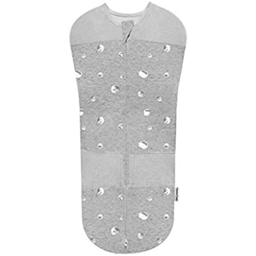 Happiest Baby Sleepea 5-Second Swaddle - 100% Organic Cotton Baby Swaddle Blanket - Doctor Designed Promotes Healthy Hip Development - Prevents Accidentally Scratching Face (Graphite Planets, Small)