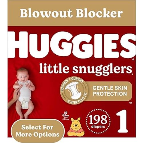 Huggies Size 1 Diapers, Little Snugglers Diapers, Size 1 (8-14 lbs), 198 Ct (6 packs of 33)