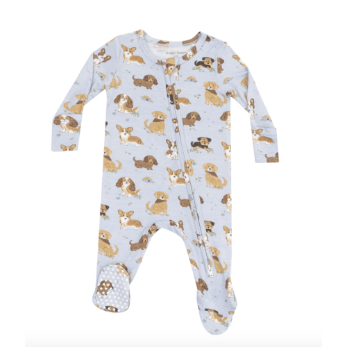 2 Way Zipper Footie - Best Friend Dogs Blue – Angel Dear