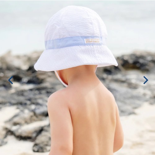 Henry's Boating Bucket - Worth Avenue White Seersucker with Buckhead Blue - Size: M