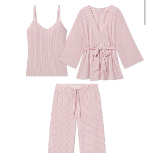 LAKE | Women | DreamModal Pajamas | Carnation Pencil Stripe Maternity Kimono Bundle