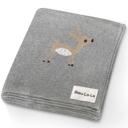 100% Luxury Cotton Knit Swaddle Receiving Blanket For Blanket For Newborn And Infant Boys And Girls - Deer - Grey - Deer - Grey