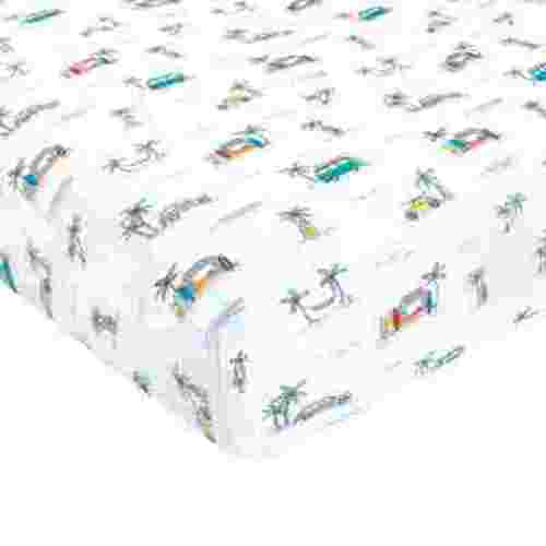 Hudson Baby Unisex Baby Cotton Fitted Crib Sheet, Surfer Dude, One Size