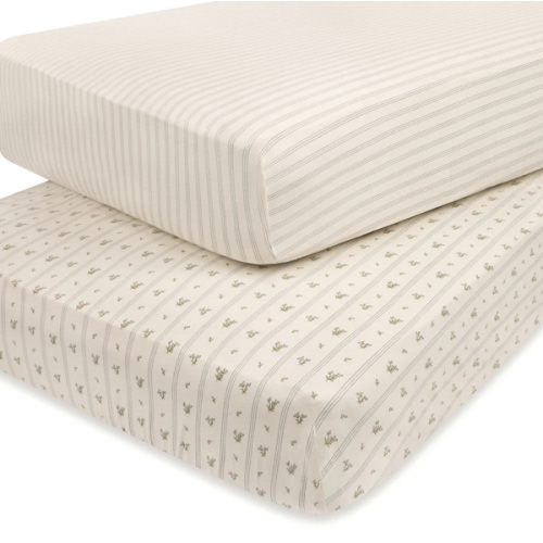 “Linear Berry Leaf” Crib Sheet Set | 100% plush jersey cotton knit – Ely's & Co.